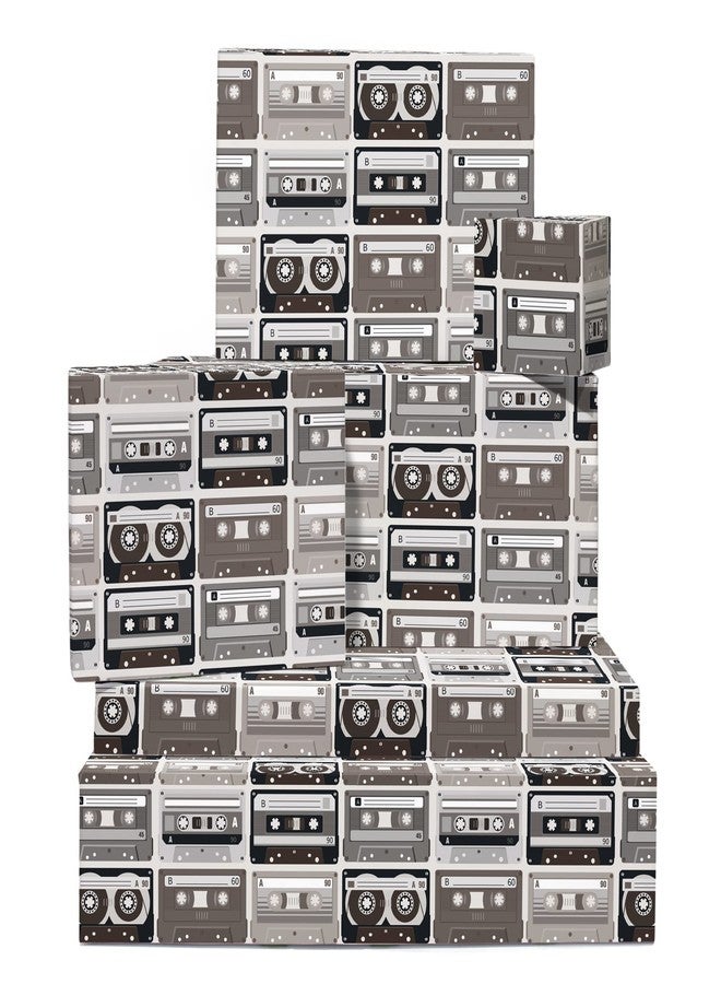 CENTRAL 23 Wrapping Paper for Men - 6 Sheets of Gift Wrap and Tags - Cassette Tapes - 80s Retro Gifts - Birthday Wrapping Paper for Women - Comes with Fun Stickers - Recyclable - Image 1